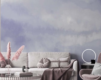 Purple cloudy abstract wallpaper, modern wall mural, self adhesive