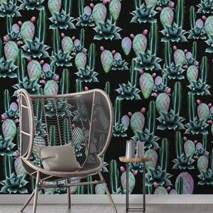 Carta da parati cactus, murale cactus, carta da parati floreale