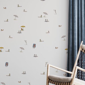 Beach wallpaper, swimmers, peel and stick, self adhesive