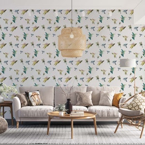 Birds Wallpaper, Flying Birds Mushrooms Wall Mural