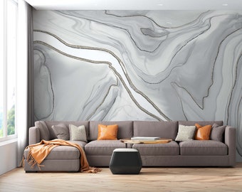 Modern wallpaper, grey marble wallpaper, marble textured wallpaper, peel and stick removable wallpaper, abstract wall mural