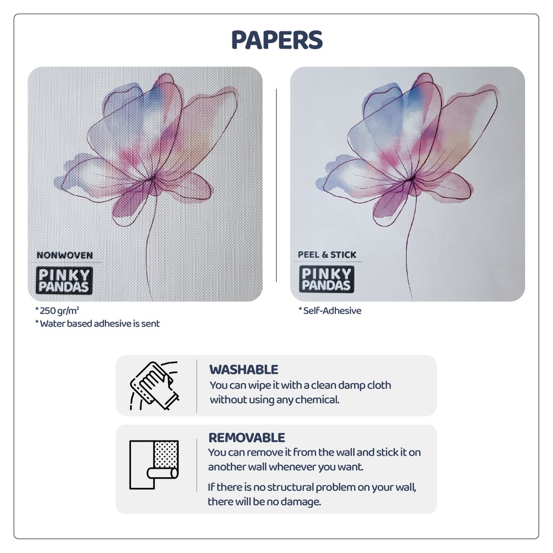 Modern Wallpaper Navy Blue Wallpaper Abstract Wall Mural Etsy