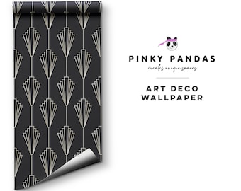 Dark Art Deco Wallpaper, Gold Geometric Wall Mural, Peel Stick Wallpaper