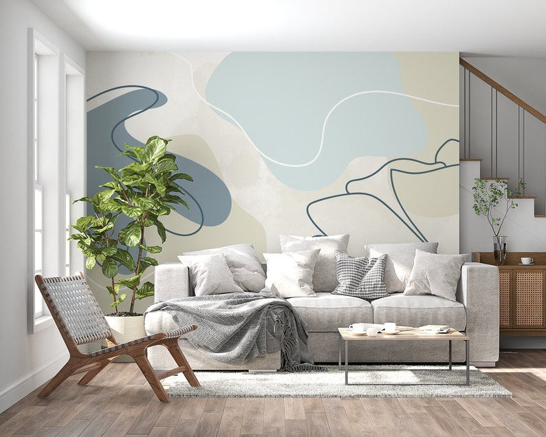 Leaves Peel and Stick Wallpaper Leaves Wall Mural Modern Etsy