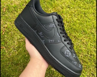 Mode Luxus Custom AF1 Schwarz, Marke AF1 Handbemalt, Personalisierte Air Force 1 Schuhe, AF1 Custom 2024