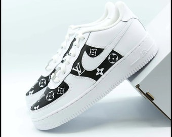 Mode Luxus Custom AF1 Schwarz, Marke AF1 Handbemalt, Personalisierte Air Force 1 Schuhe, AF1 Custom 2024