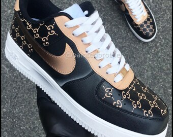 Moda lujo personalizado AF1 negro/marrón, marca AF1 pintado a mano, zapatos Air Force 1 personalizados, AF1 personalizado 2024