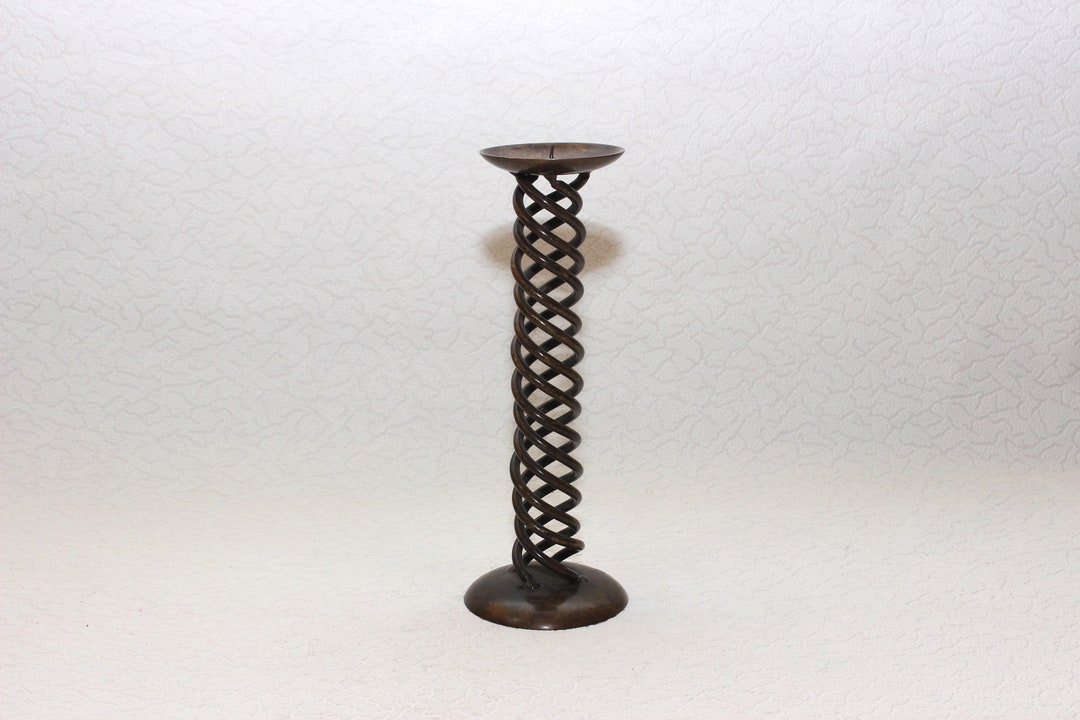 Brass Spiral Candle Holder for Large Candles Exclusive Spring Etsy