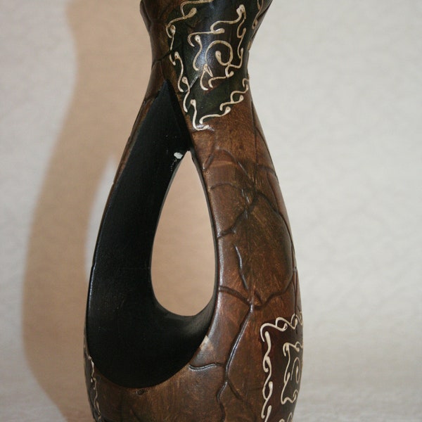 Vase en argile style Afrique couleur marron Hauteur 24cm / 9.44' in