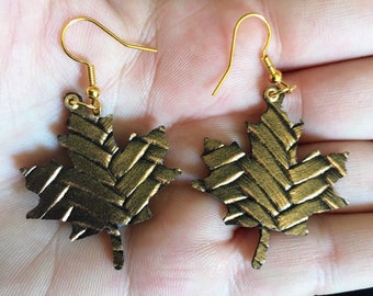 Bronze Leaf Faux leather Earrings