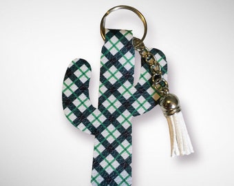 Faux leather cactus keychain, purse charm, or backpack accessory