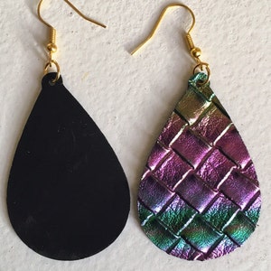 Womens Mardi Gras cork earrings, Mardi Gras earrings image 2