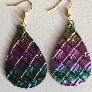 Womens Mardi Gras cork earrings, Mardi Gras earrings image 1