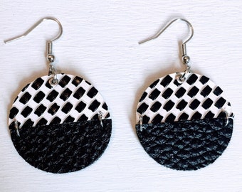 Black and White Circle Earrings - Modern and Minimalist