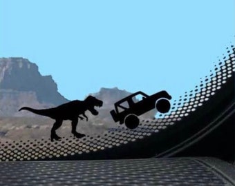 Tiny T-Rex Chasing 2 door SUV Car Decals