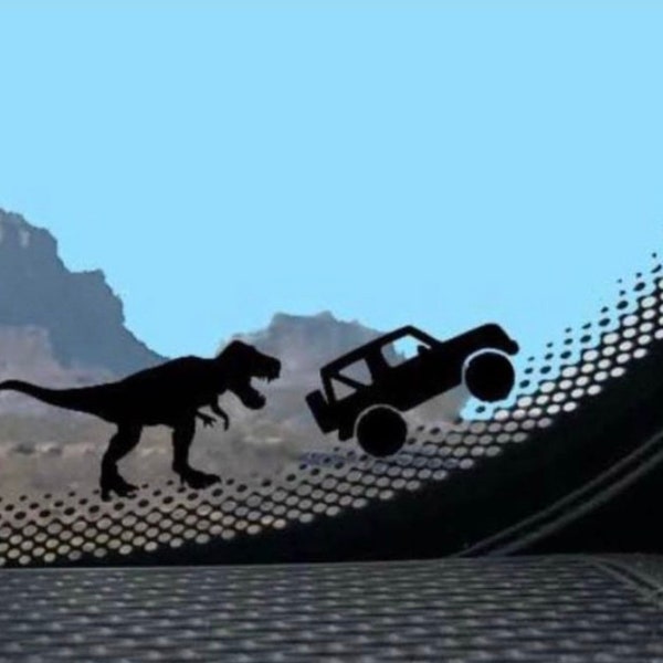 Tiny T-Rex Chasing 2 door SUV Car Decals