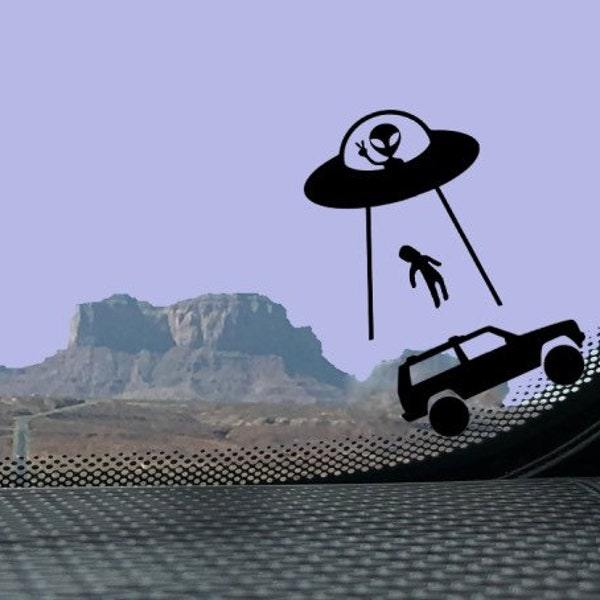 Tiny UFO and SUV Car Decal