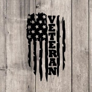American Flag Veteran Car Decal