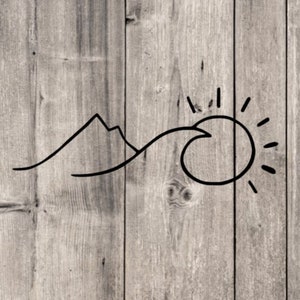 Mountain Ocean Sun Car Decal