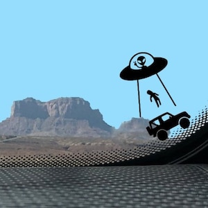 Tiny UFO and 2 door SUV Car Decals