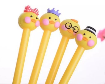 Cute Duck Pen, Japanese Kawaii Stationery, School Supply, Black Gel Pen, 1 Piece