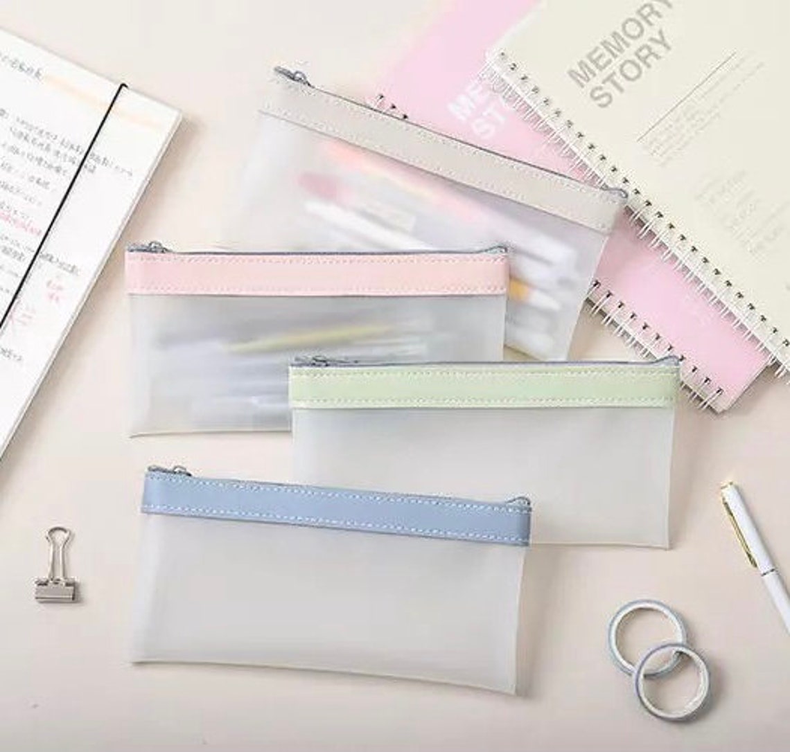 Clear Translucent Exam Pencil Case Soft Smooth PU Leather - Etsy UK