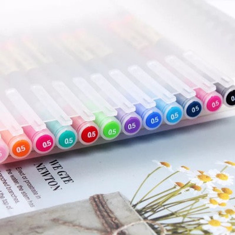 Multicoloured 12 Pcs Gel Pen 0.5mm Colour Ink MUJI Pen Etsy UK