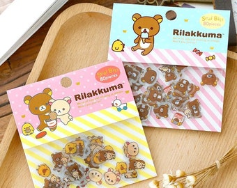 Rilakkuma Stickers, Cute Bear Stickers, Japanese Kawaii Stationery, Scrapbooking Supply, 1 Set