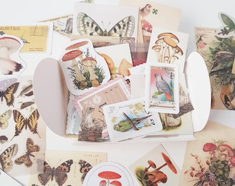 60 Pieces Journaling pack kit, Scrapbooking, Journal, Diary, Japanese, Korean, Retro, vintage, papers and stickers set