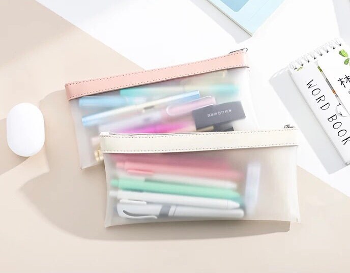 Clear Translucent Exam Pencil Case Soft Smooth PU Leather - Etsy UK