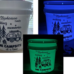 Personalized Campsite Bucket Decor // Camping Bucket // Camping Bucket 3.5  Gallon // Camping Light // Fall Camping Decor 