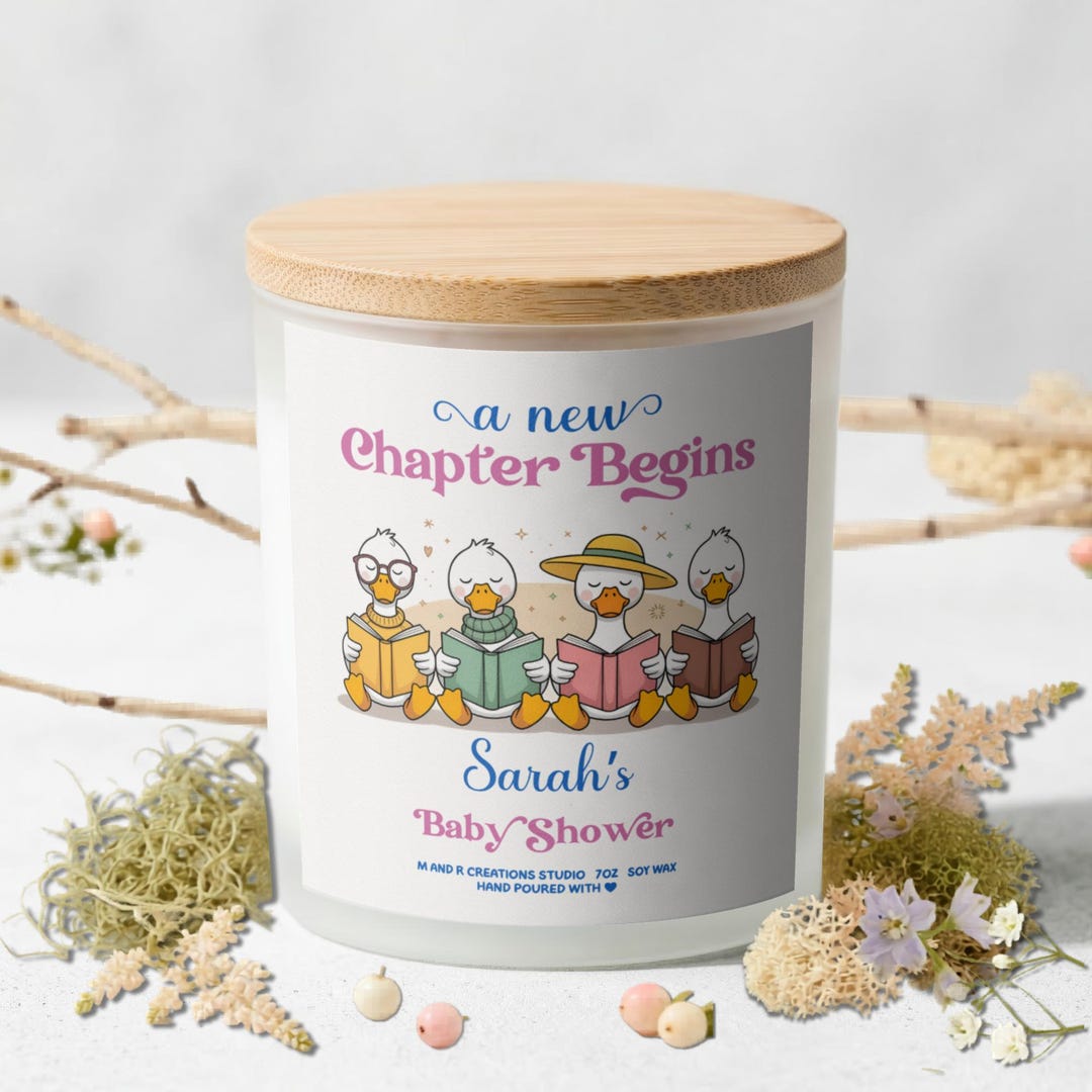 A New Chapter Begins Baby Shower Candle Favor | Silly Goose ...
