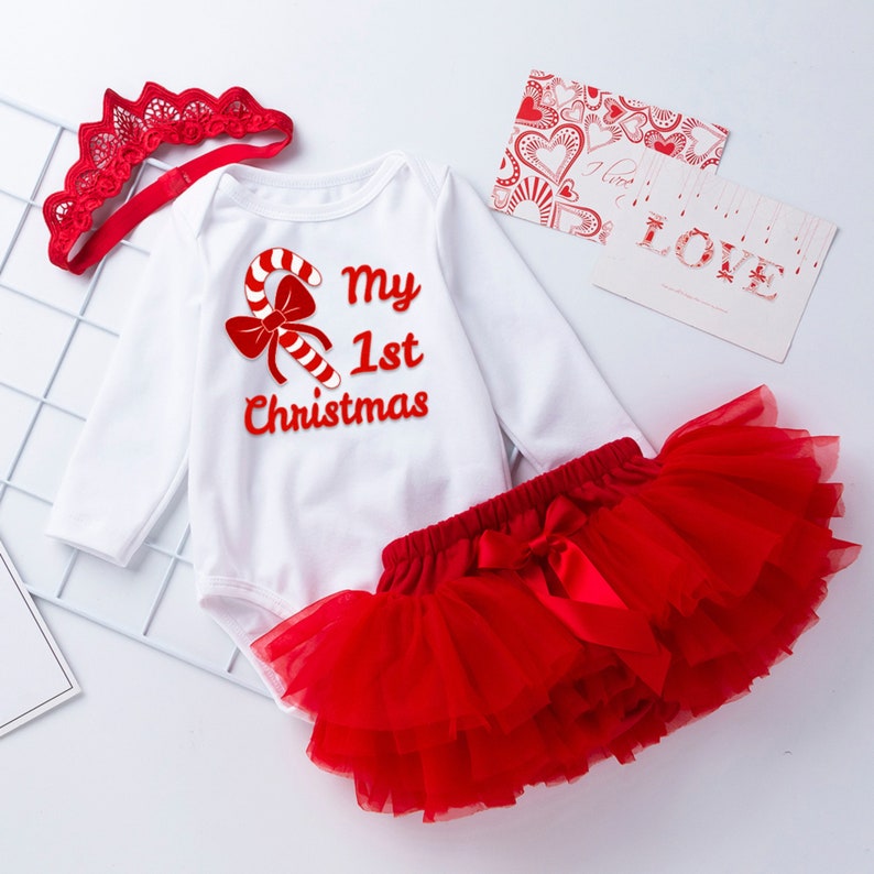 Baby Girl First Christmas Outfit My First Christmas Red & Etsy