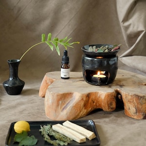 Bruciatore di oli in ceramica Wabi Sabi, scaldacera per lumini da tè, decorazione per la meditazione