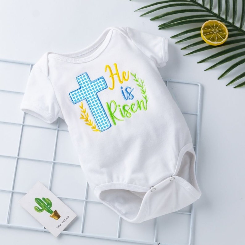 Baby Easter BOY,He is risen,egg hunt,My first Easter, Happy Easter Outfit, Easter baby boy,Religious, Holly,Cross, Jesus image 5