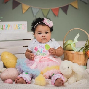 My First Easter Lily Outfit Baby Girl , Embroidery Baby Girl First Easter , My First Easter , 1st Easter outfit