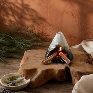 Ceramic Snow Mountain Incense Burner, Palo Santo Holder, Mini Fireplace Decor, Zen Meditation Gift