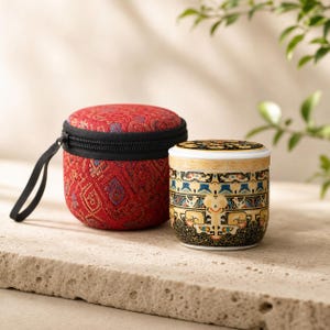 Tragbares Kung-Fu-Teeset aus Keramik mit Reisetasche, Teekanne für eine Tasse und Filterbecher, Camping-Teeset, Geschenk für Teeliebhaber