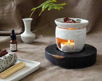 Handmade Ceramic Aromatherapy Burner – Tea Light Candle Warmer