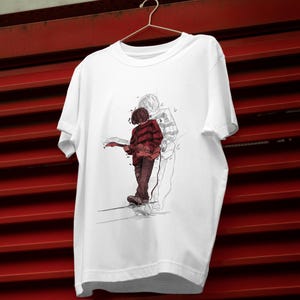 Kurt Cobain Nirvana T-Shirt, Rock Music Gift Tee, Digital Art Handmade Illustration, Unisex Jersey Short Sleeve Top