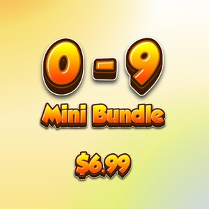 0-9 Fire Cartoon Font Mini Bundle Transparent Clipart Digital Download.