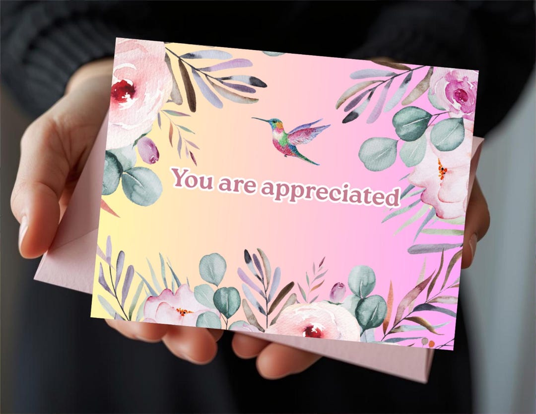 You Are Appreciated Floral Watercolor Postcard Instant Digital Download ...