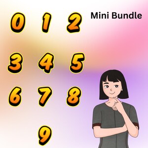 Gold 3D Numbers 0-9, Transparent Clipart with 9 Separate PNG Files Digital Download.