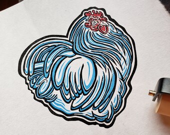 Chicken Love, multiblock print