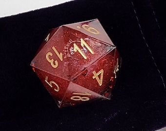 Hecho a mano Resin Art d20 dados gruesos para DnD D&D Dungeons and Dragons - Bhaal's Chosen - núcleo líquido, Personalizado, TTRPG, Baldur's Gate