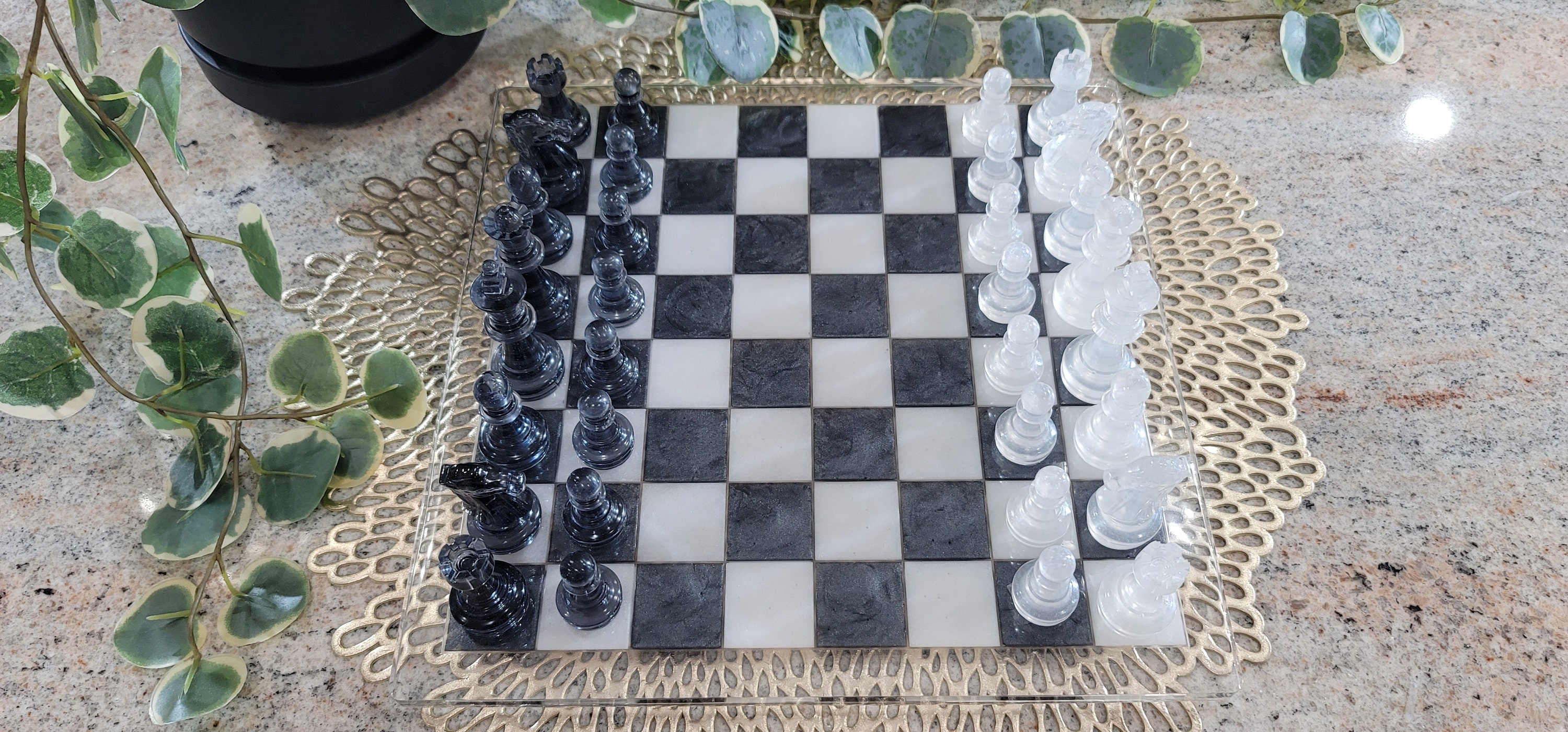 Made a chess board in Galaxy black granite, what pieces should i