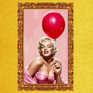 Marilyn Monroe Pop Art Poster: Roter Ballon im Vintage Stil (Digitaler Download)