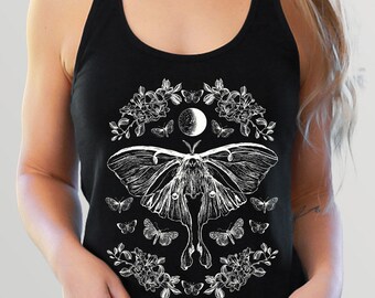 Luna Moth Goblincore Shirt Goth Tank Top Goblincore Clothing Gothic Moth Shirt Witchy Tank Top Dark Cottagecore Witchy Clothing Fairy Grunge