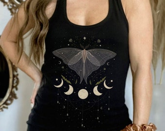 Luna Moth Goblincore Shirt Goth Tank Top Goblincore Clothing Gothic Moth Shirt Witchy Tank Top Dark Cottagecore Witchy Clothing Fairy Grunge