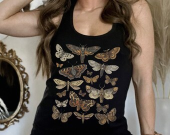 Moth Tank Goblincore Shirt Goth Tank Top Goblincore Clothing Gothic Moth Shirt Witchy Tank Top Dark Cottagecore Witchy Clothing Fairy Grunge